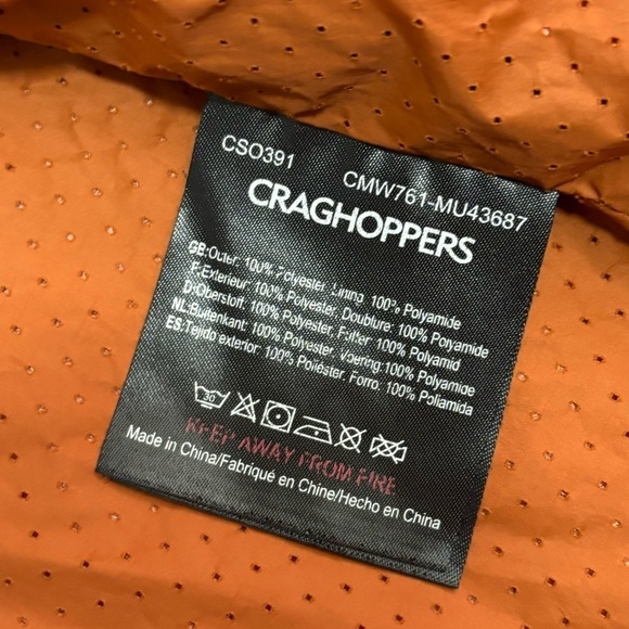 Craghoppers Treviso Men's Orange Breathable Lightweight Packable Hiking Jacket - Picture 5 of 8